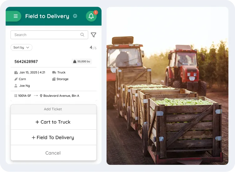screen of customer delivery destination